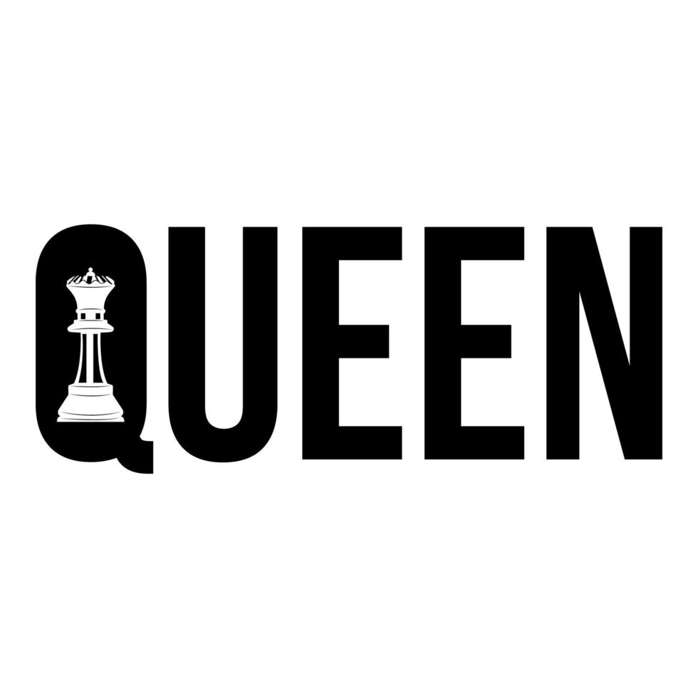 queen chess typography logo vector template