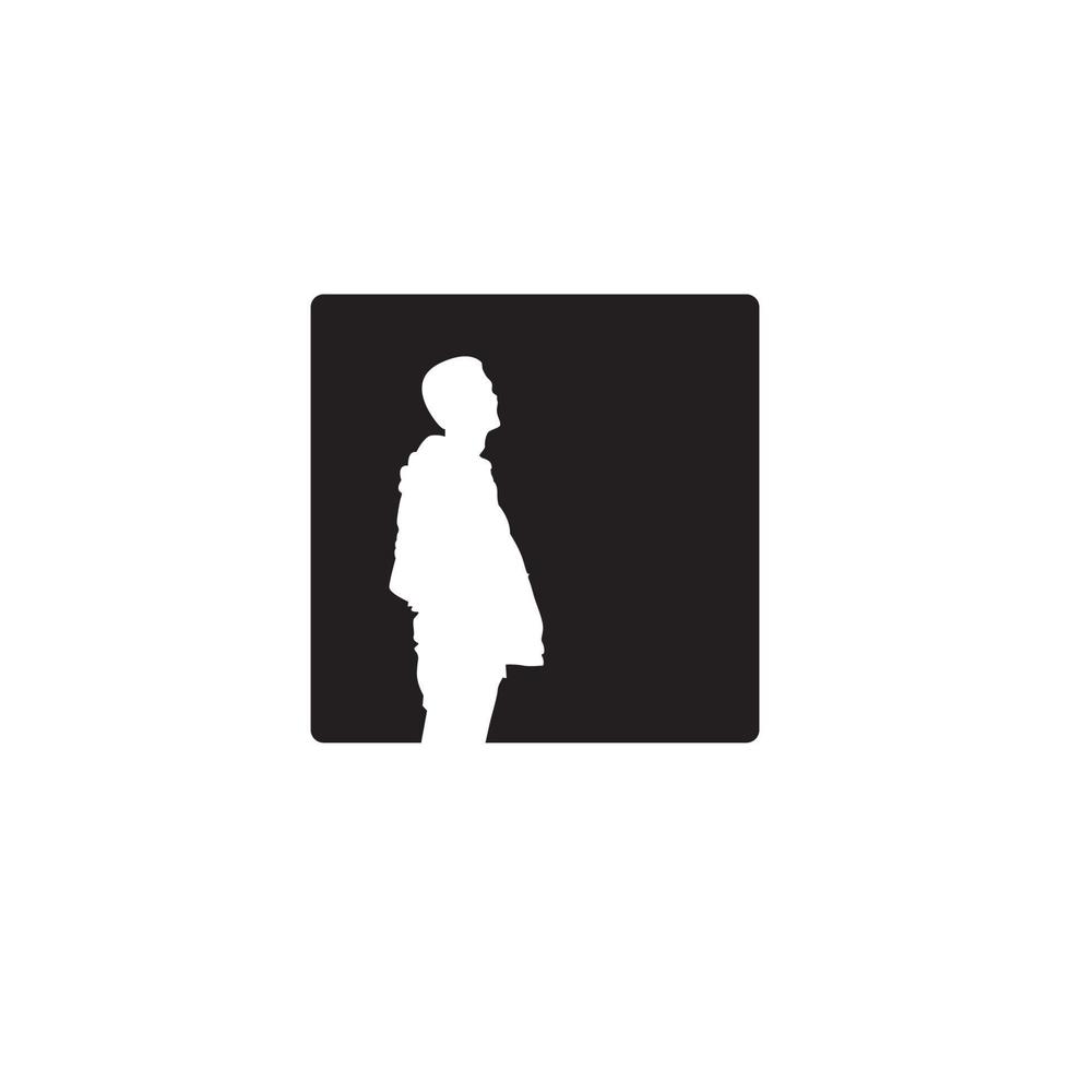 negative space man standing logo icon vector