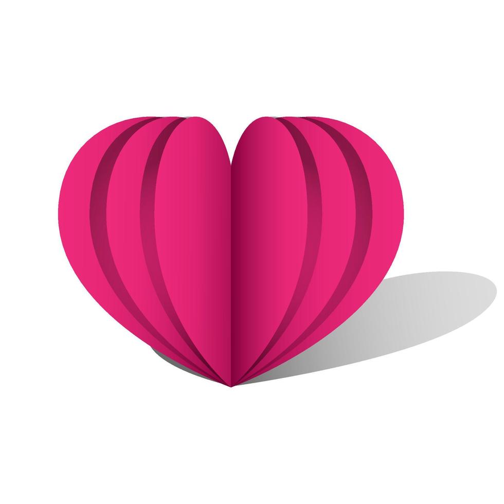 plantilla de vector de formas de corazón de corte de papel rosa