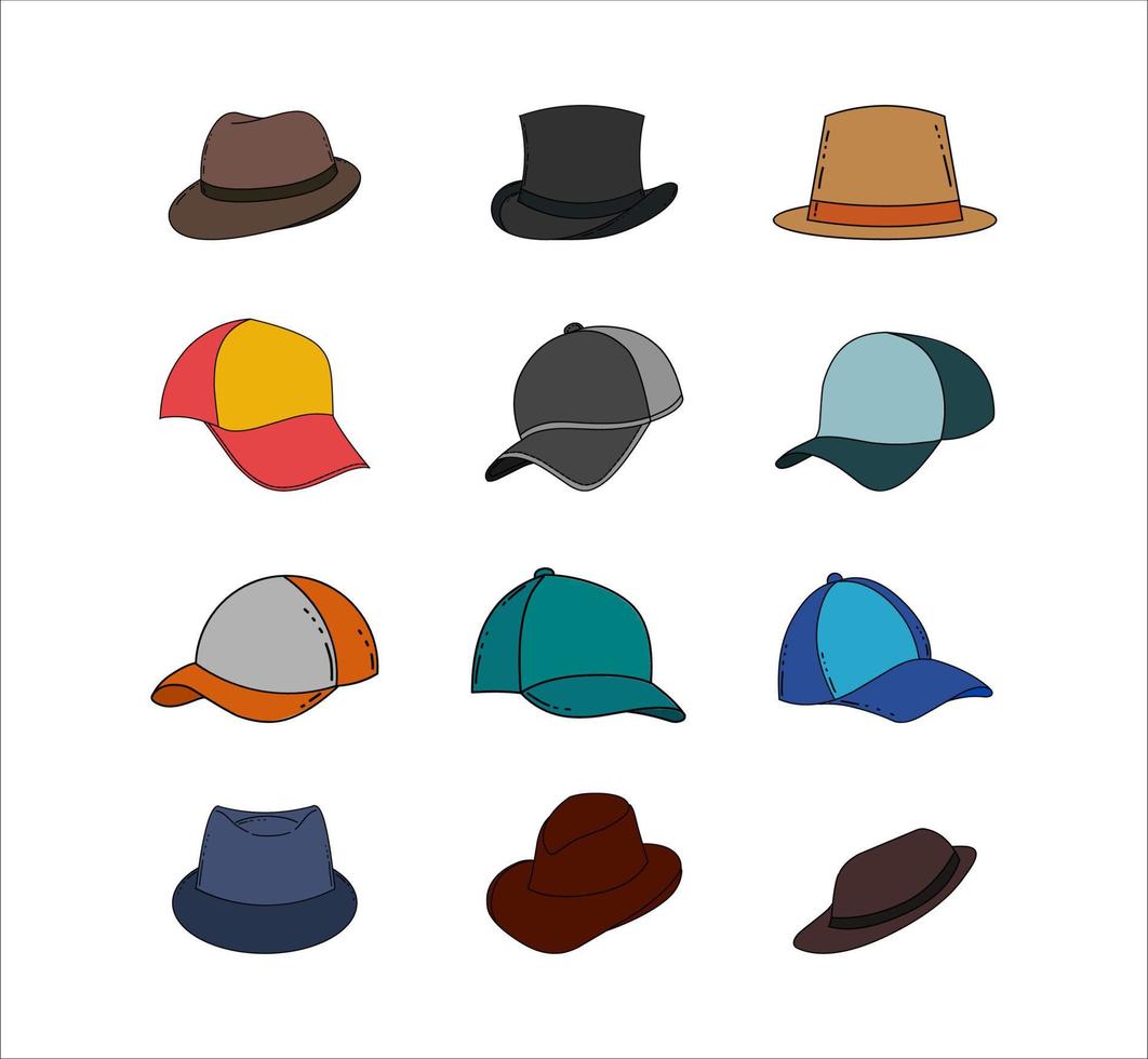 Collection of Boy Hat Illustrations vector
