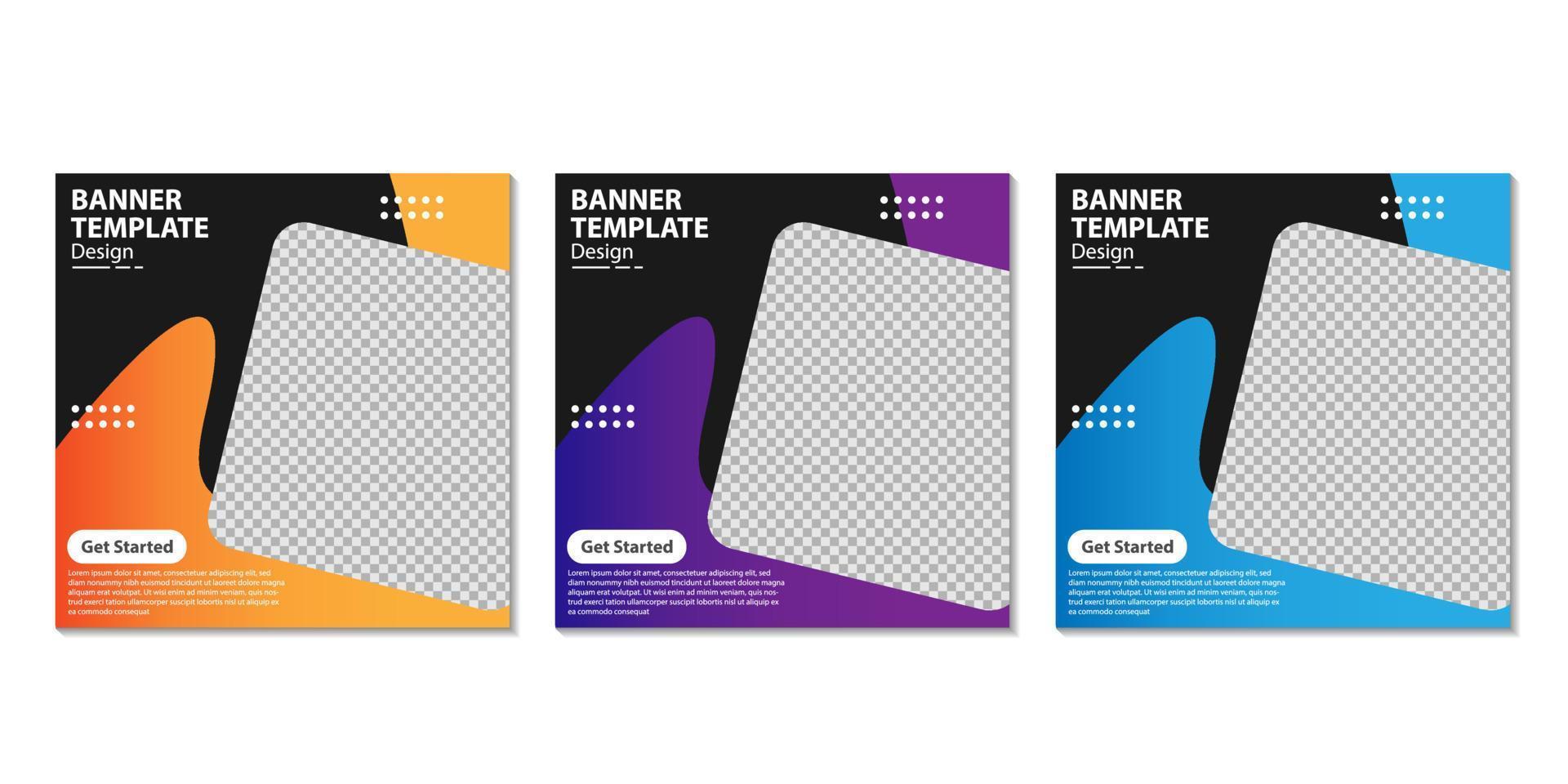 Digital business marketing social media post and web banner. Set of editable square banner template. Vector illustration