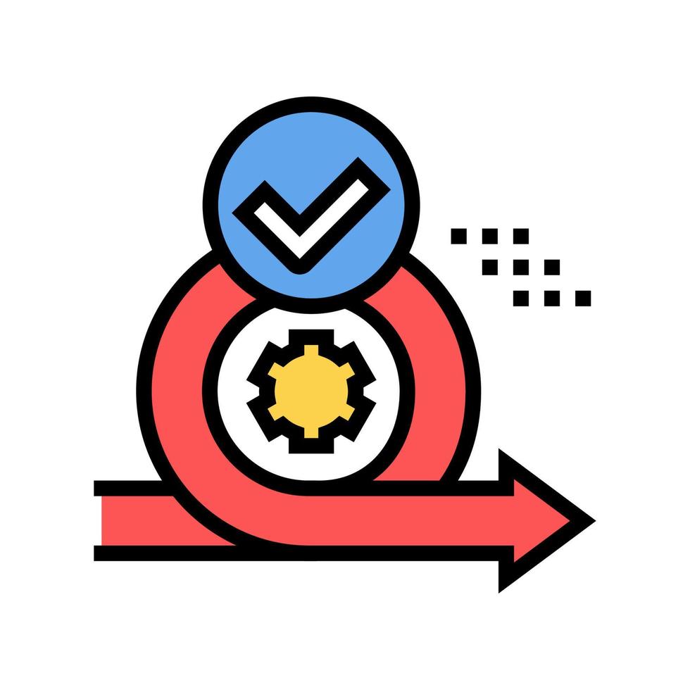 círculo flecha y engranaje aprobado marca color icono vector ilustración