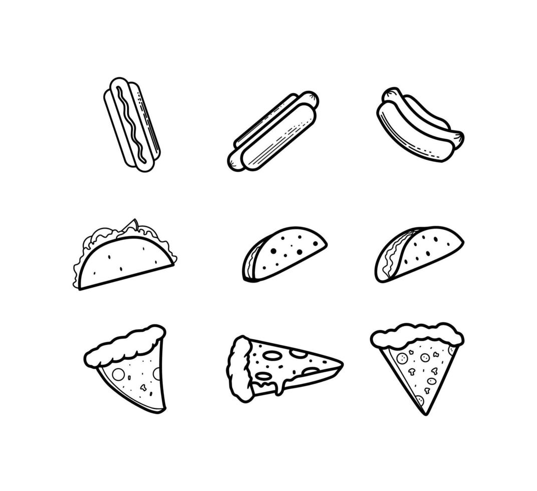 Hand drawn Collection of Junk Food Illustrations vector