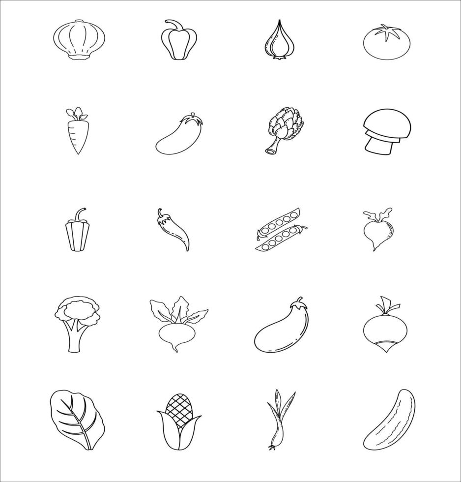 colección de vegetales garabatos vector