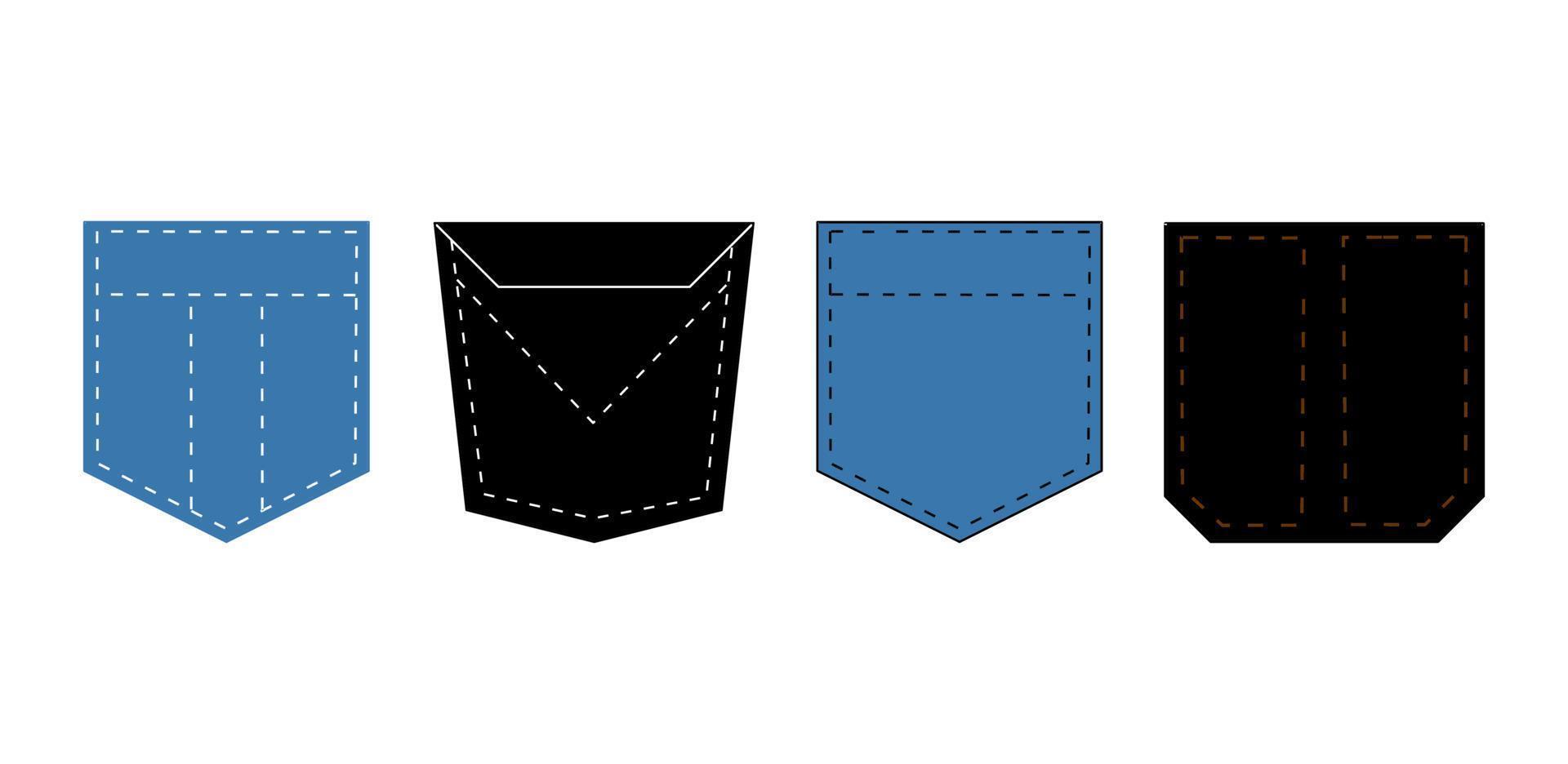 conjunto de ilustraciones de jeans de bolsillo sobre fondo blanco vector