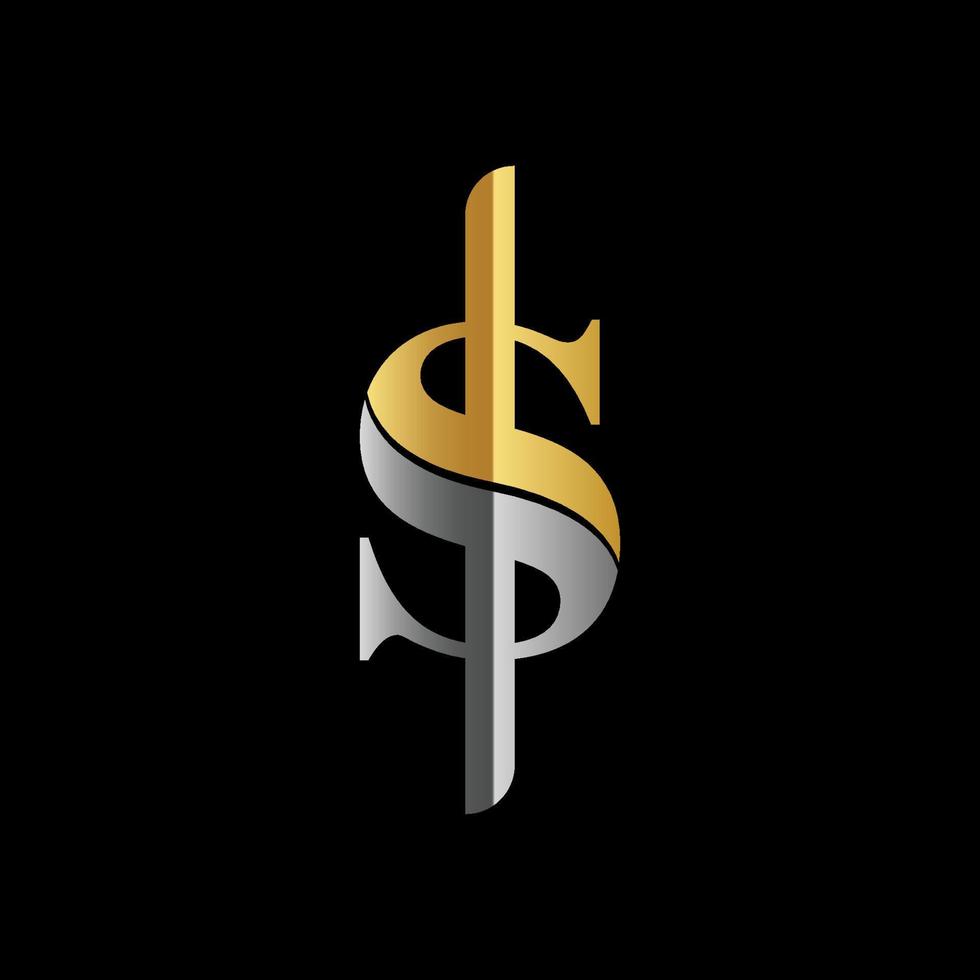 luxury gold and silver dollar logo icon vector