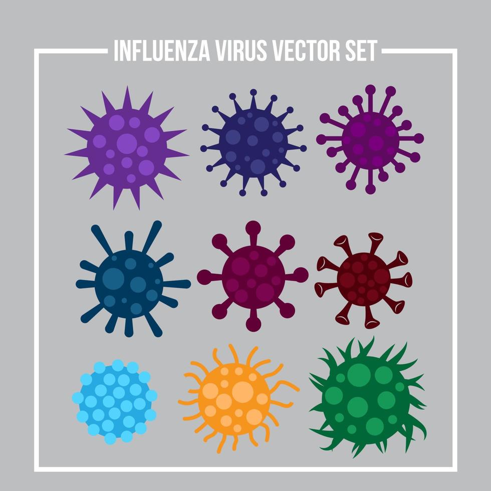 conjunto de paquetes de colecciones de virus de círculo plano simple colorido vector