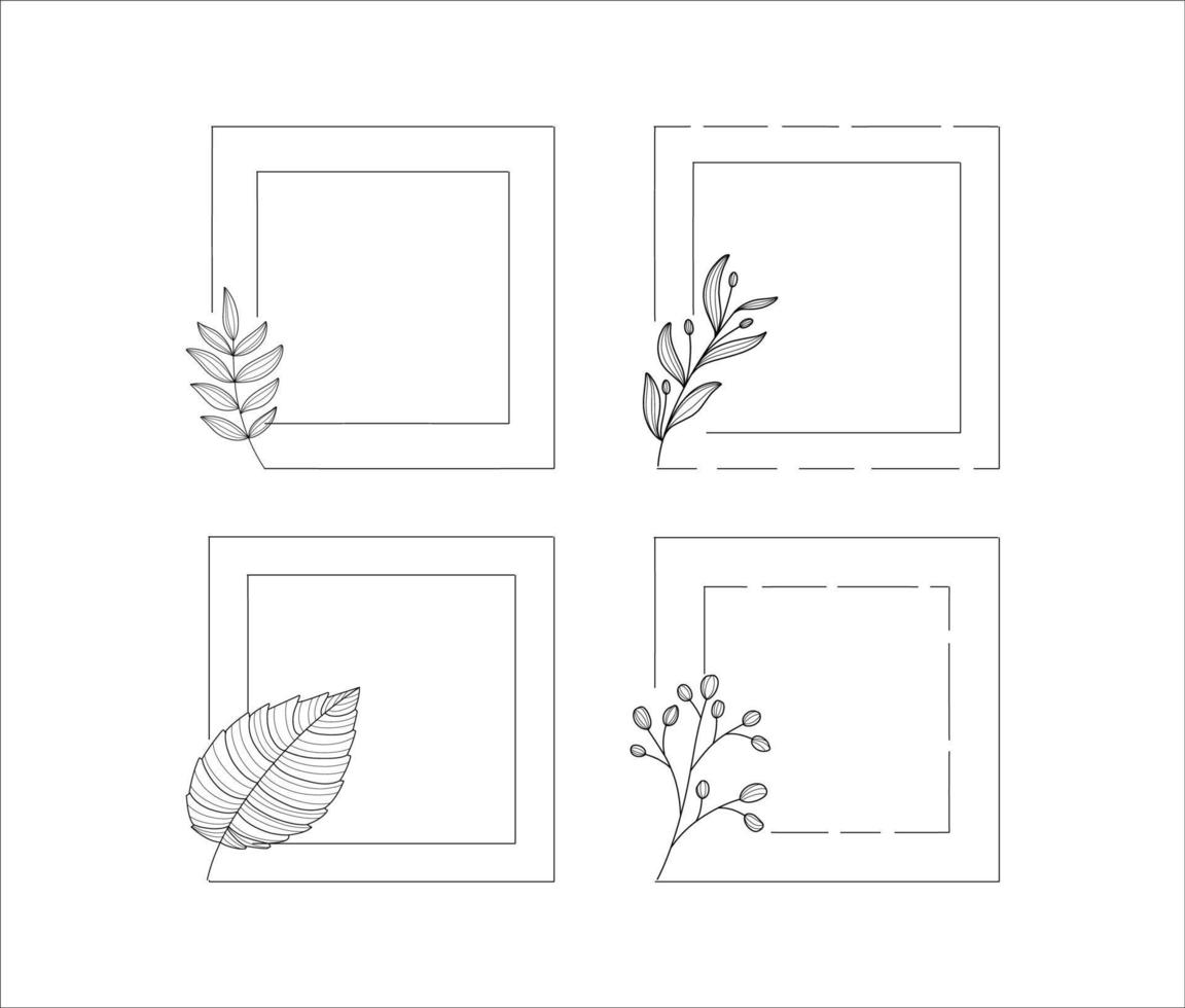 Collection of Frame Border Leaves Illustrations vector