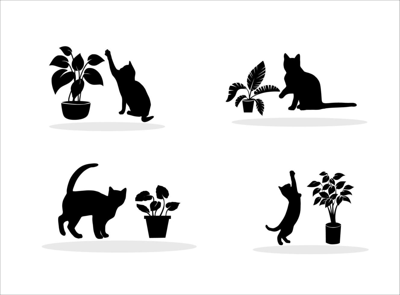 Silhouette Cat and Pot Collection vector