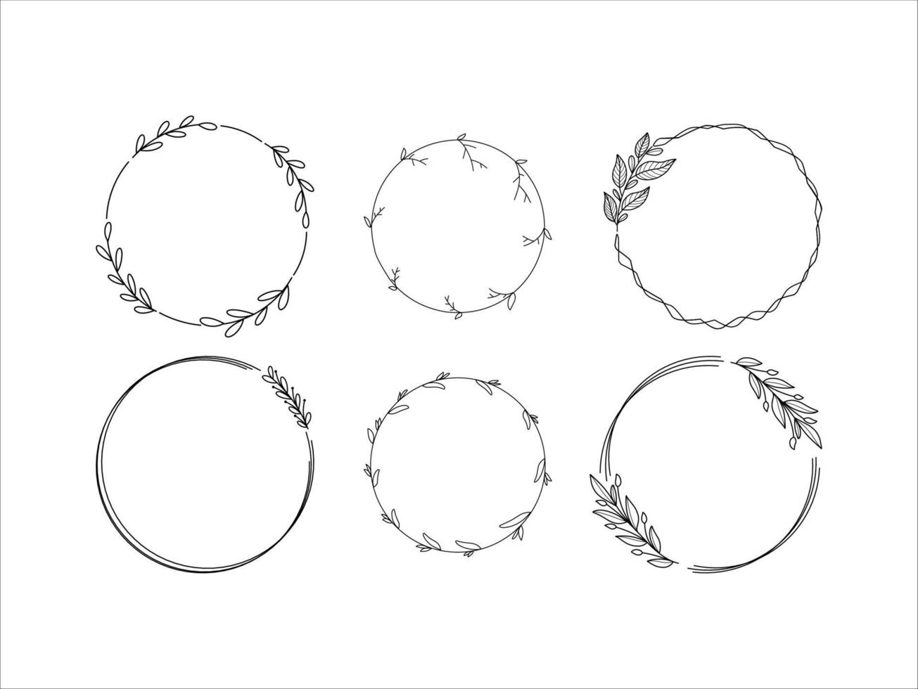 Illustrations Leaves Frame Circle Collection vector