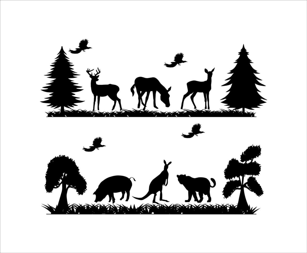 Set of Animal With Background vector