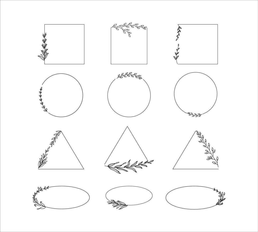 Collection of Shape Frame Leaves Illustrations vector