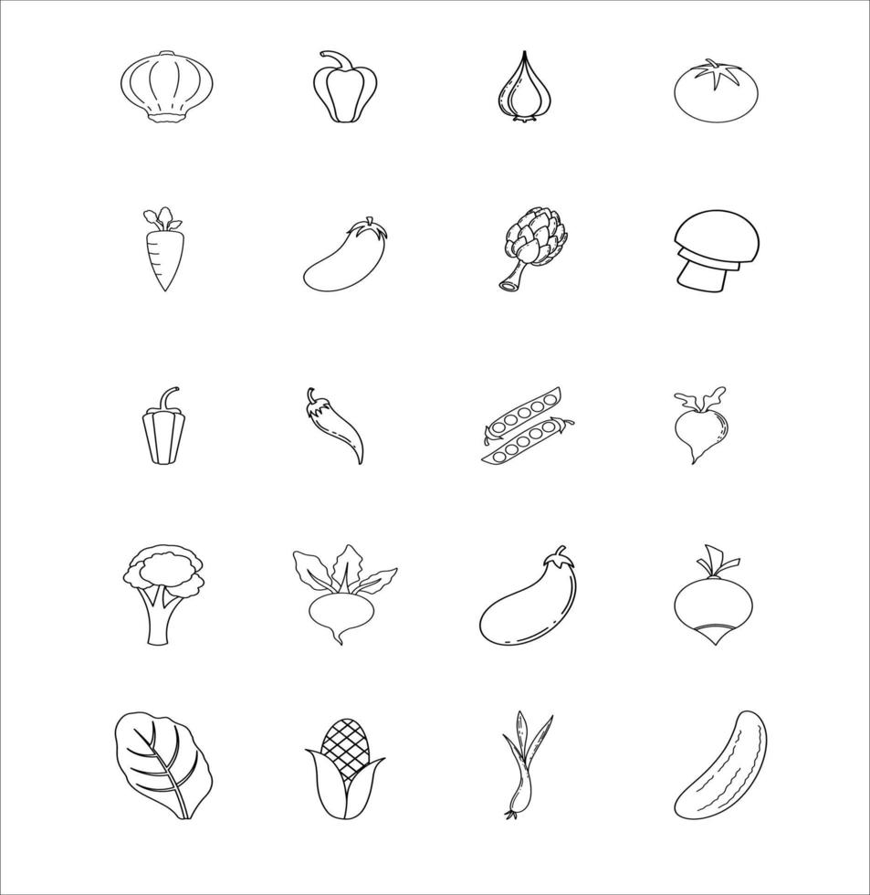 Hand Drawn Collection of Vegetable Doodle Illustrations vector