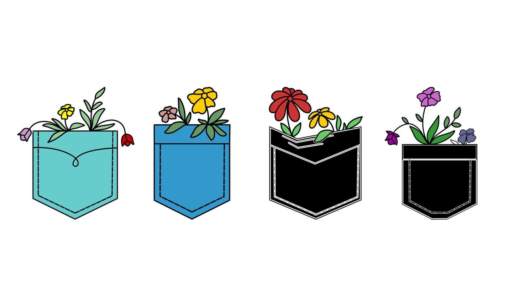 Vector Set of Cute Flower in a Pocket