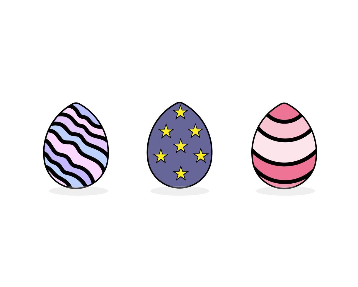 Three Easter Egg Pastel Color on White Background vector