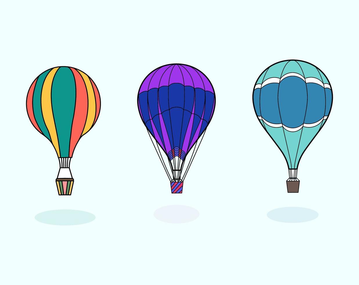Collection of Hot Air Balloon whit Blue Background vector