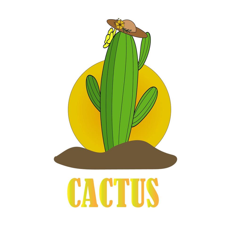 ilustraciones logotipo cactus con fondo de círculo de gradación vector