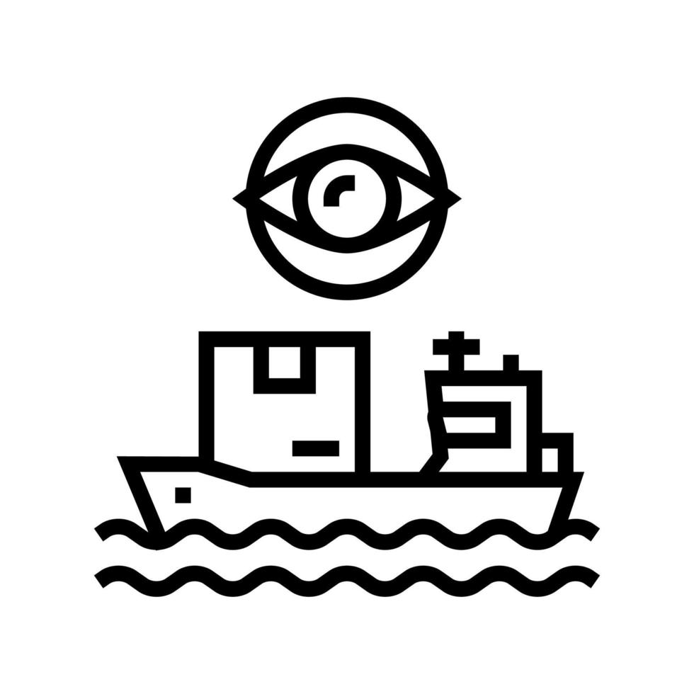 ilustración de vector de icono de línea de control y gestión de envío de barcos