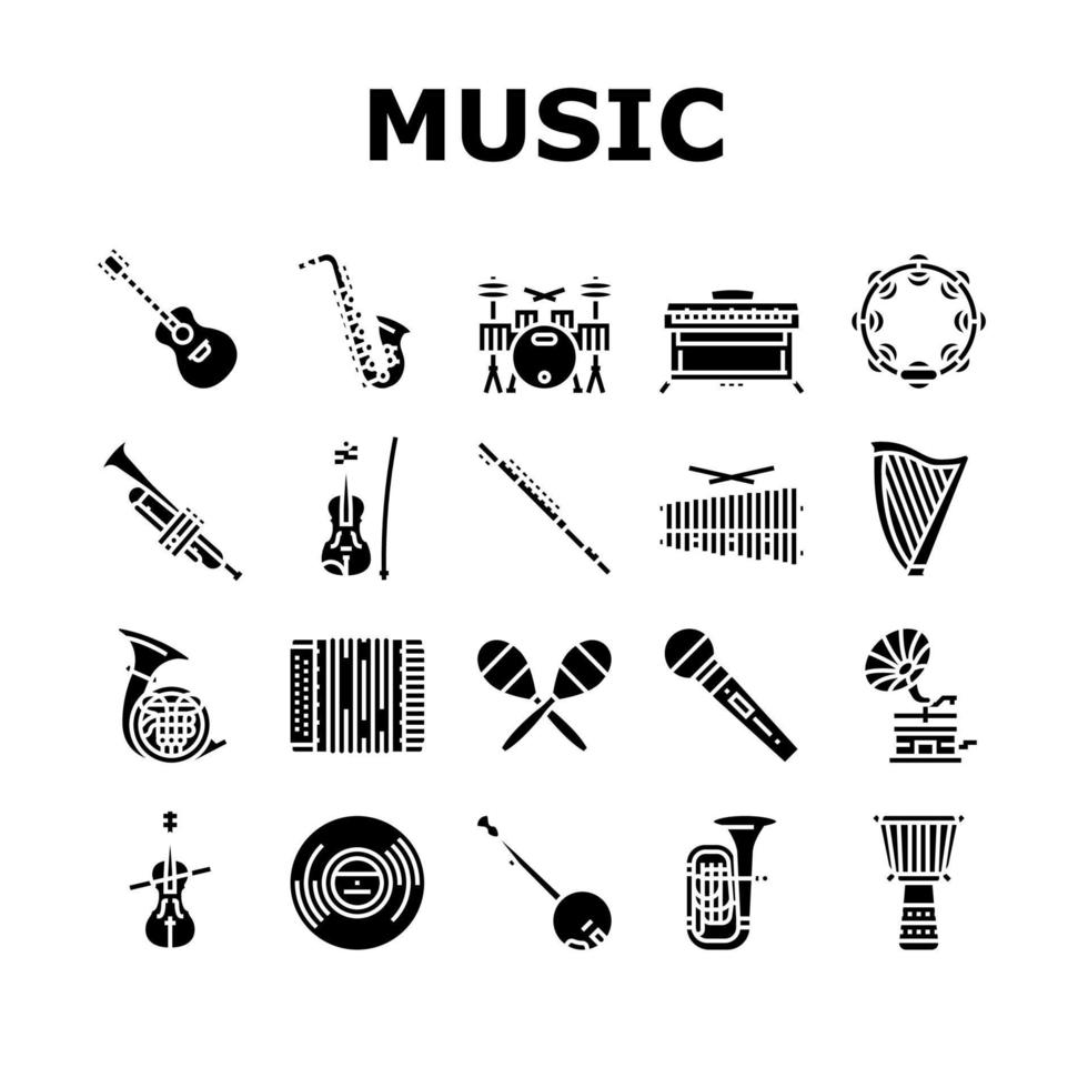 iconos de rendimiento de instrumentos musicales establecer vector