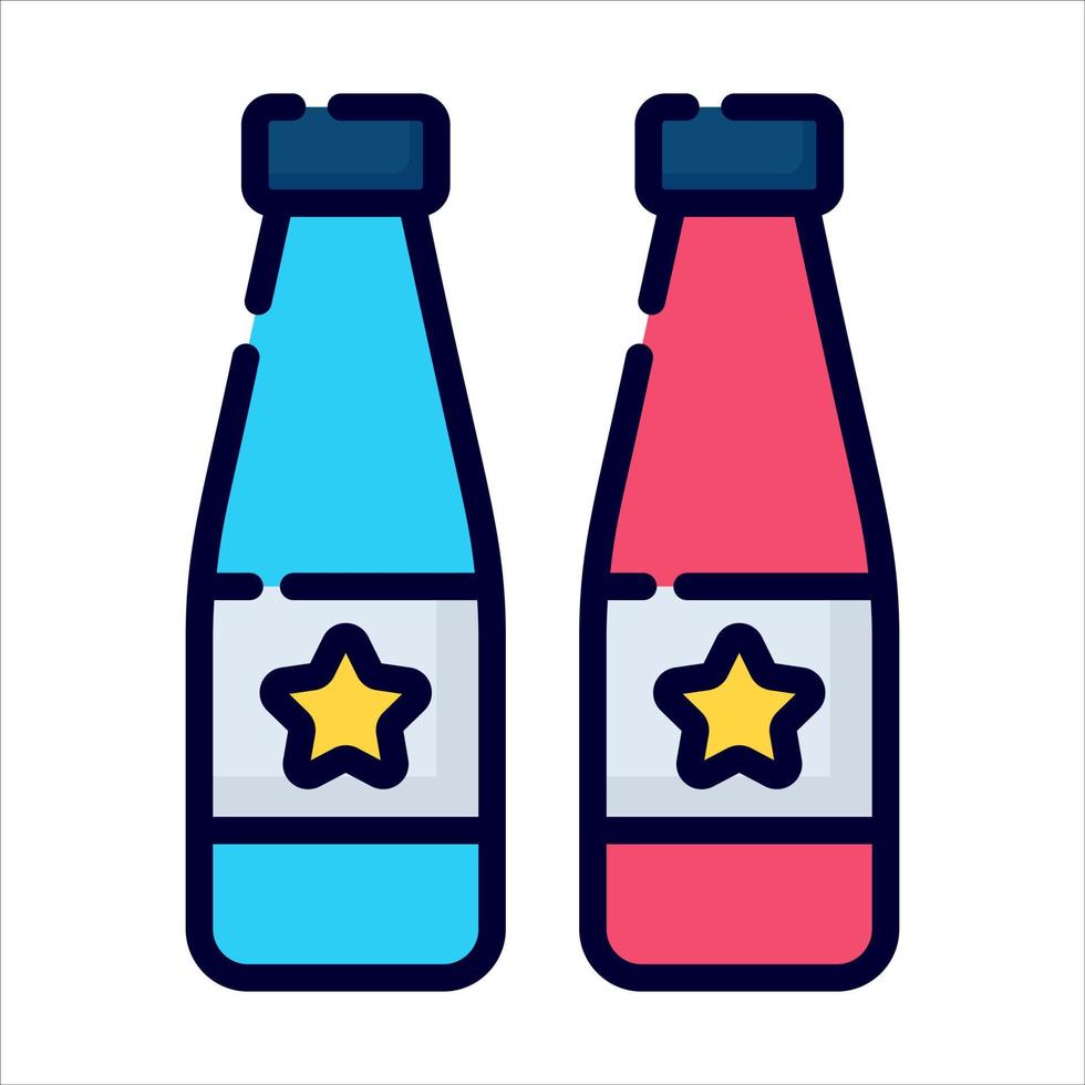 botella de bebida, icono de bebida, diseño vectorial icono del día de la independencia de EE.UU. vector