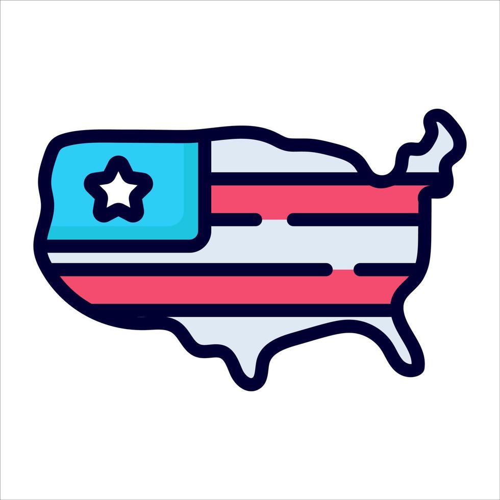 icono de mapa de estados unidos, diseño vectorial icono del día de la independencia de estados unidos. vector