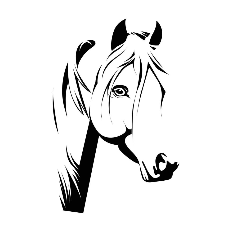 ilustración de plantilla de caballo blanco y negro vector