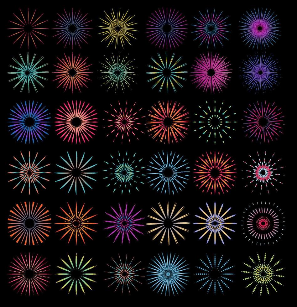 colorido vibrante gradiente fuegos artificiales símbolo logotipo ilustración decorativa vector plantilla mega paquete conjunto