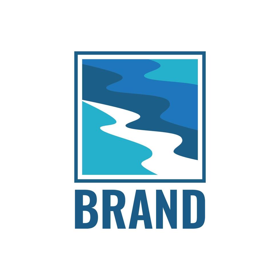 square blue river logo vector template