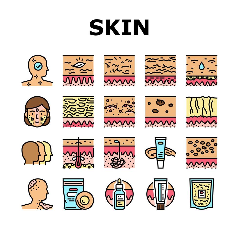 Skin Care Cosmetology And Treat Icons Set Vector