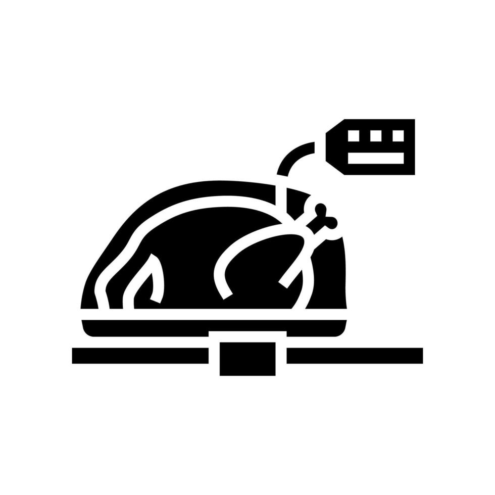 canal de pollo en paquete en el mercado contador glifo icono vector ilustración