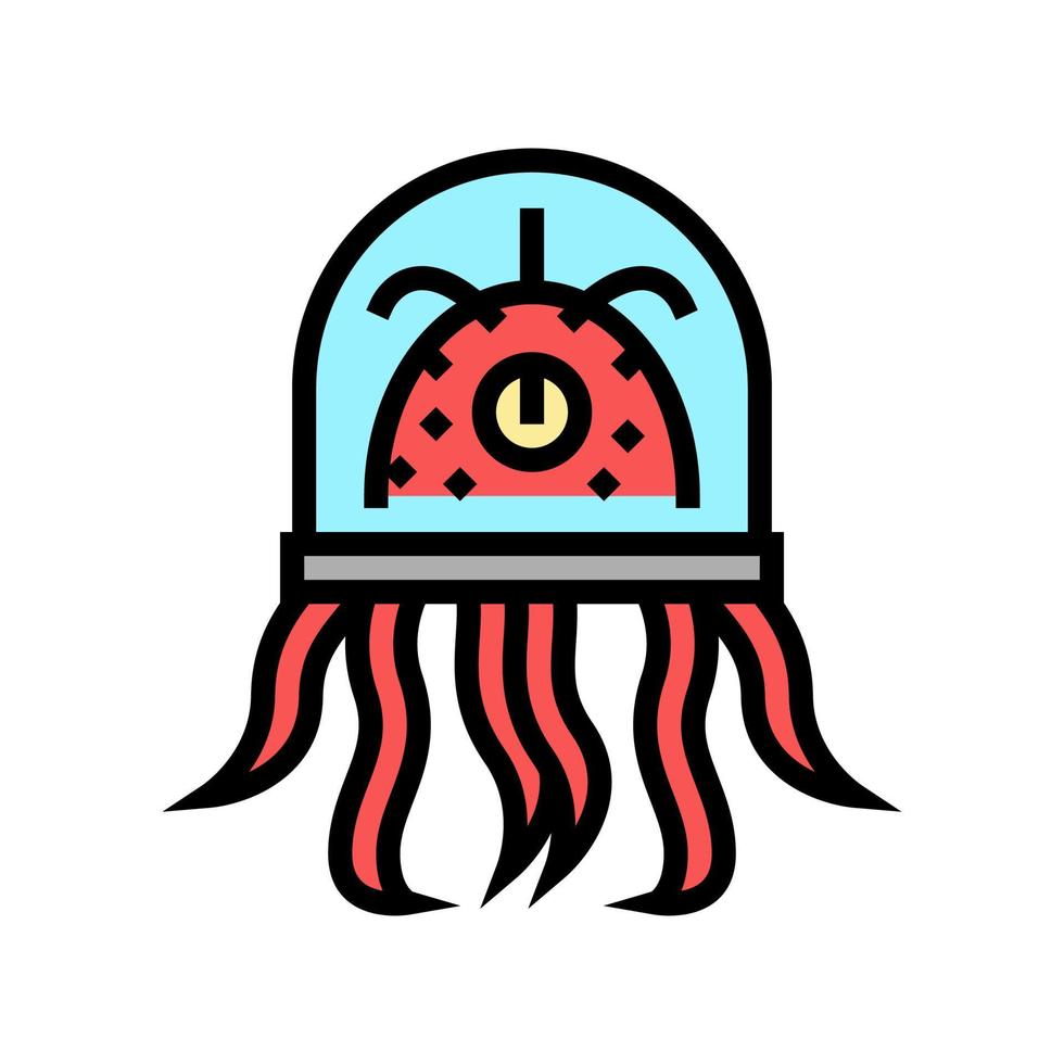 alien creature with tentacles color icon vector illustration