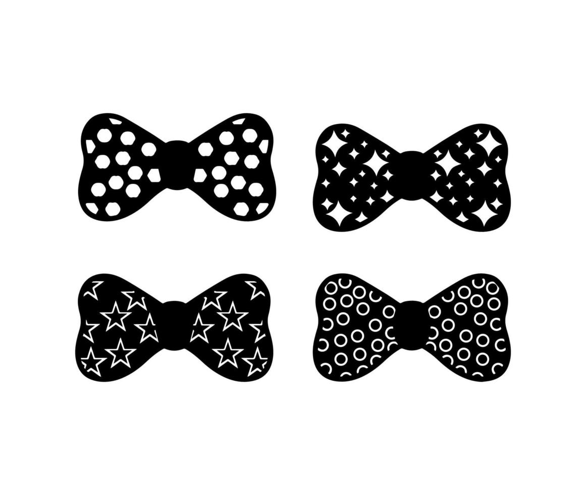 Collection of Black and White Bow Tie on White Background vector