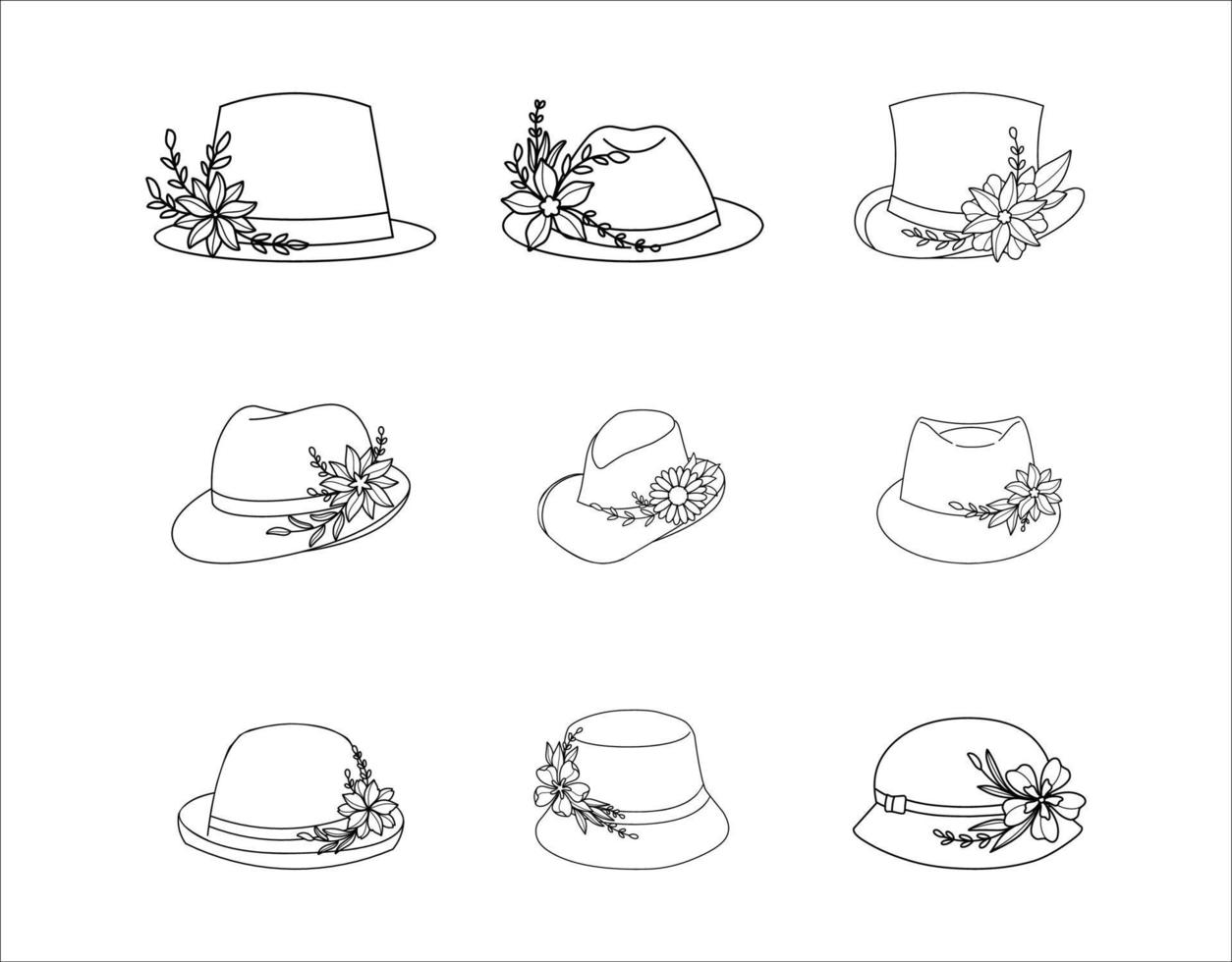 Set of Hand-drawn Hat Illustrations vector