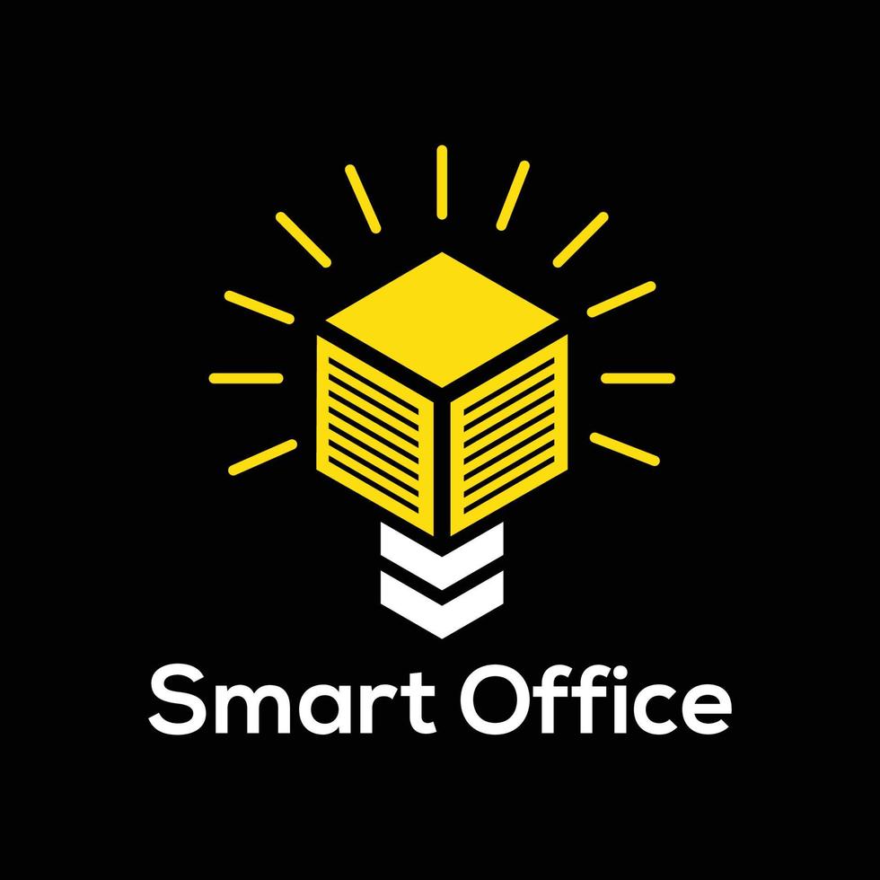 smart office logo with bulb and paper vector template