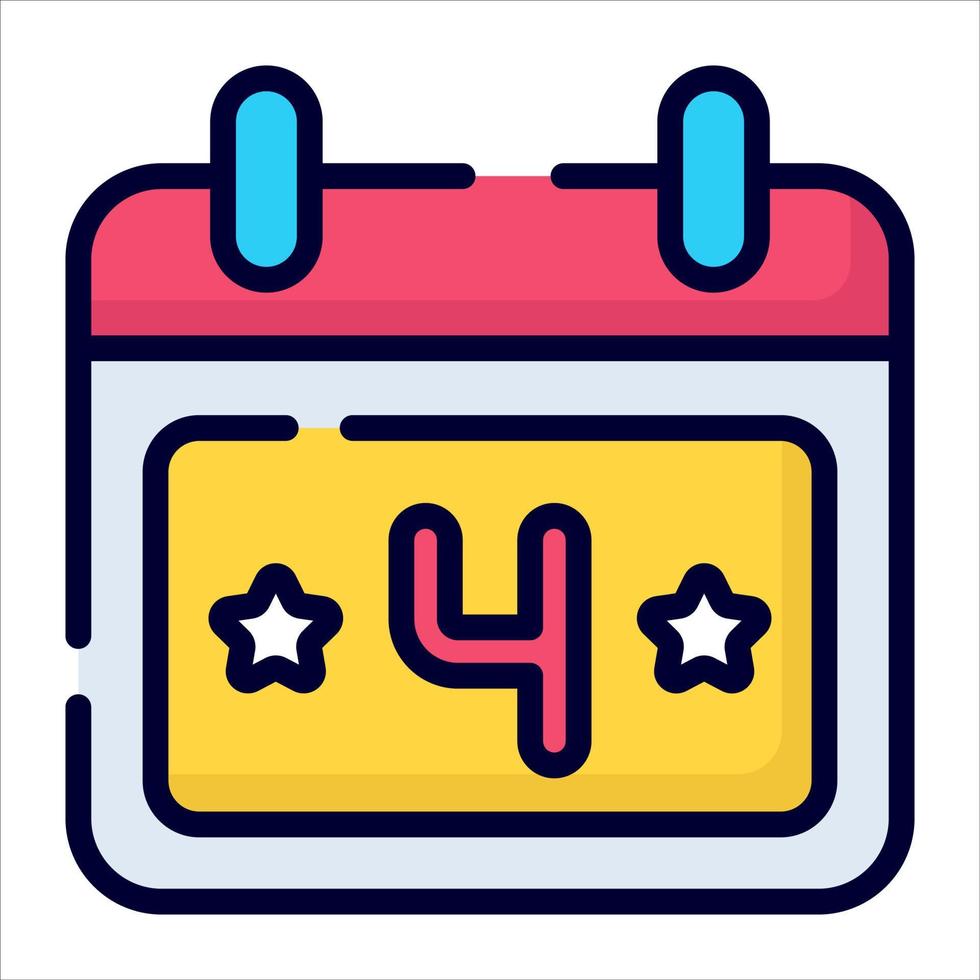 date, calender icon, vector design usa independence day icon.