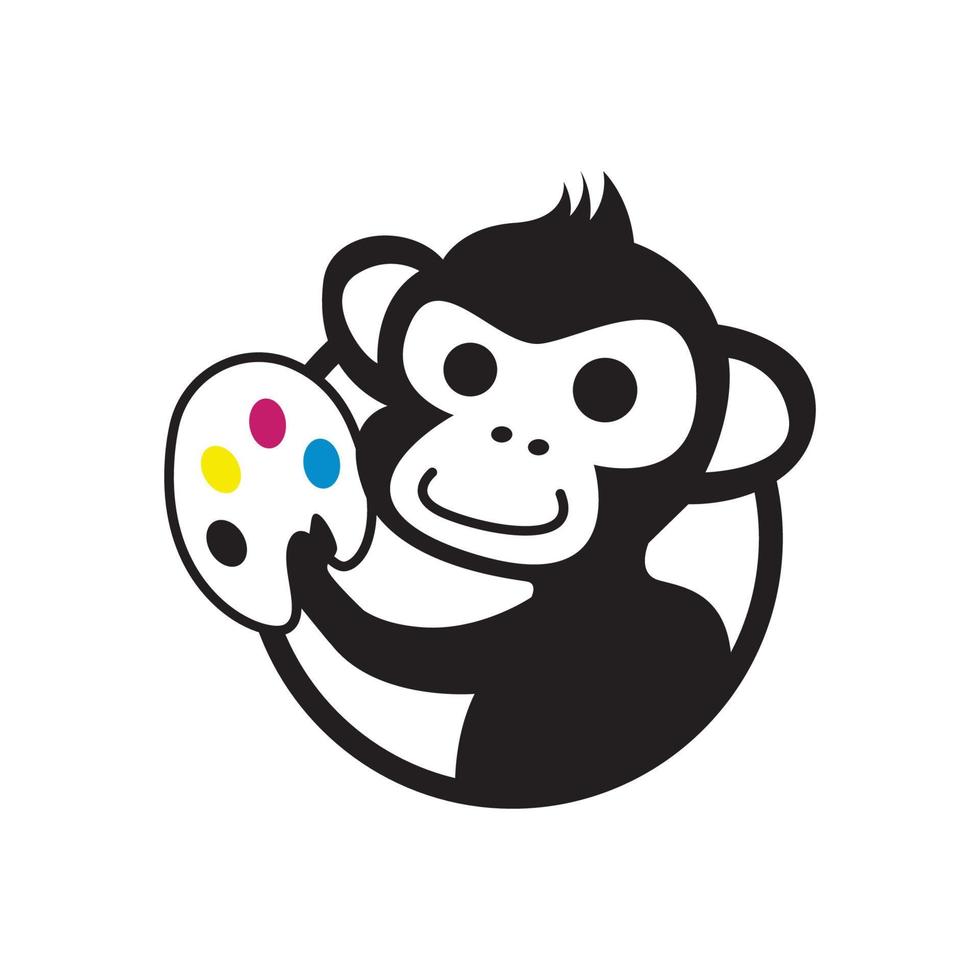 monkey artist holding art pallette character mascot vector