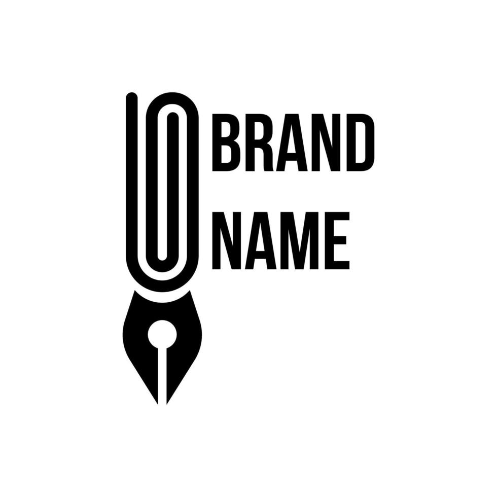 paper clip fountain pen logo vector template