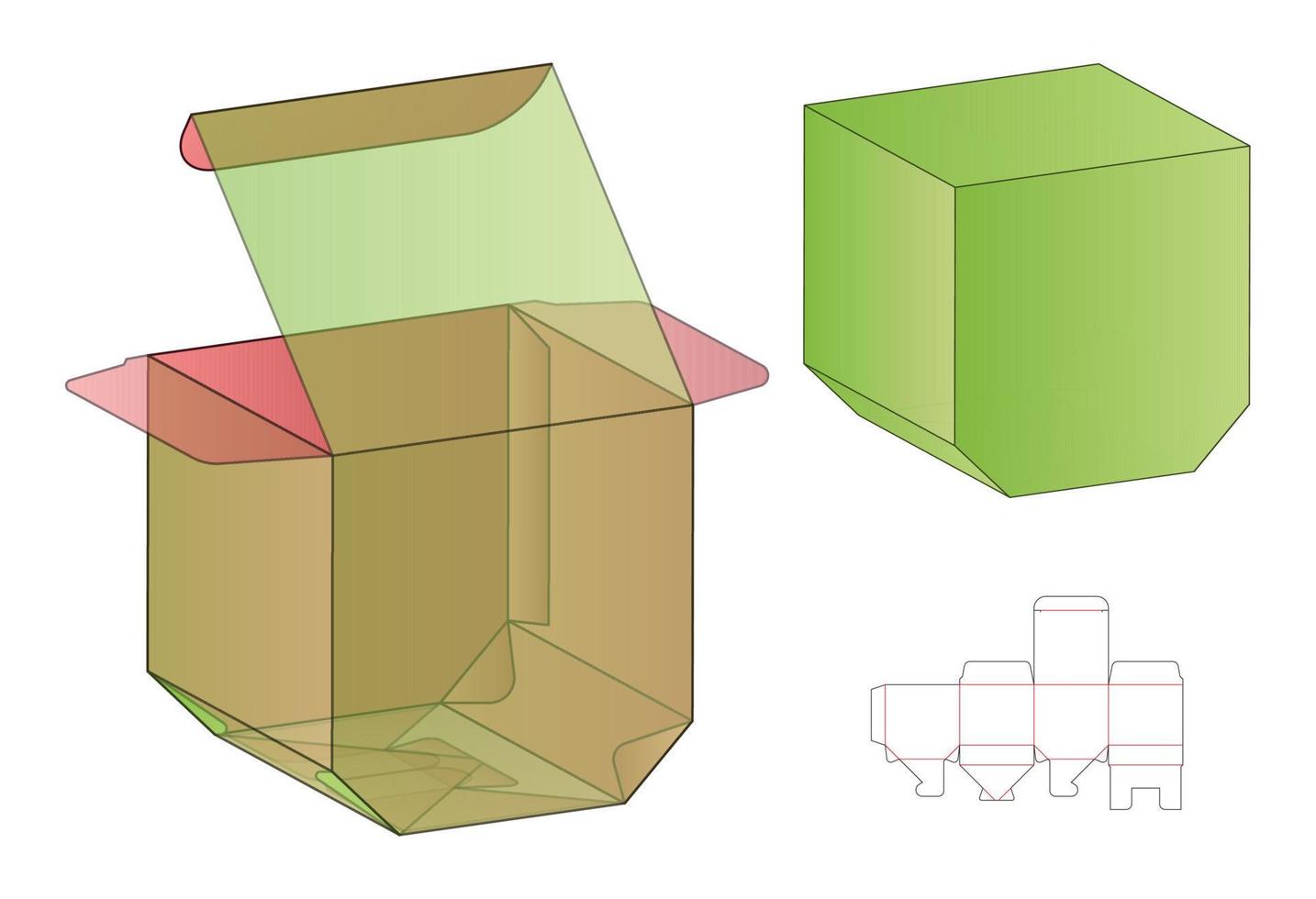 Box packaging die cut template design. 3d mock-up vector