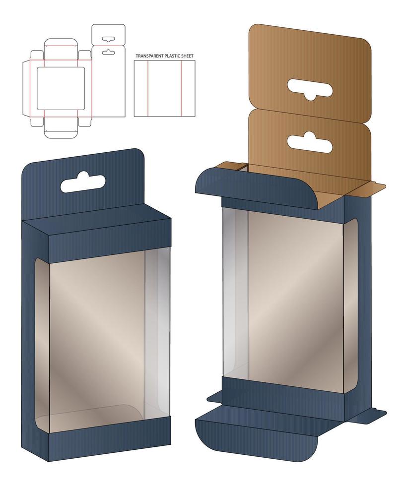 diseño de plantilla troquelada de embalaje de caja. Maqueta 3d vector