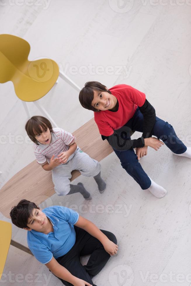 boys in a new modern home photo