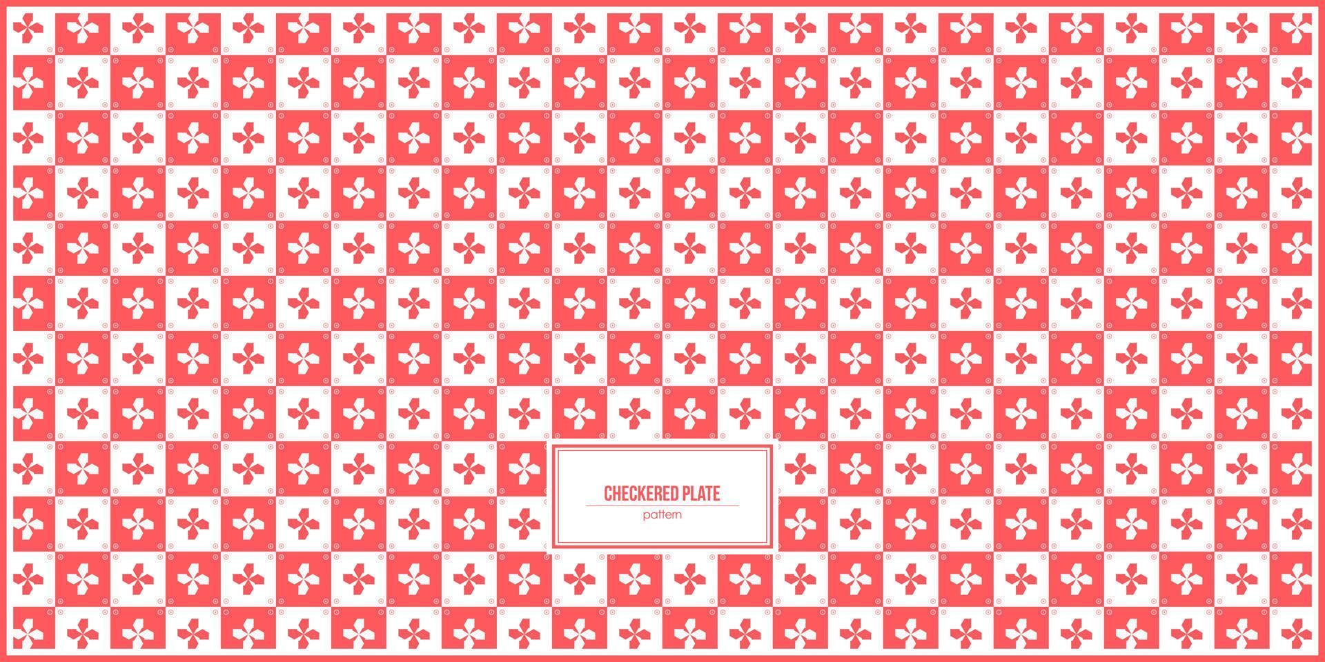 checkered plate with flower pattern inside vector