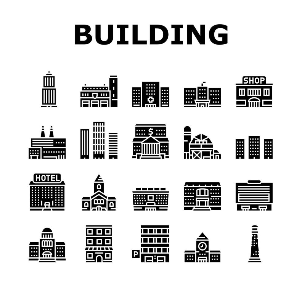 Building Architecture Collection Icons Set Vector