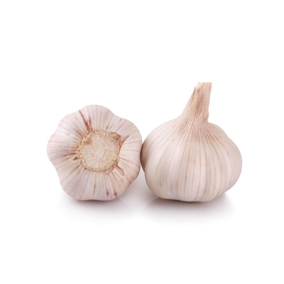 Fresh garlic isolated on white background photo