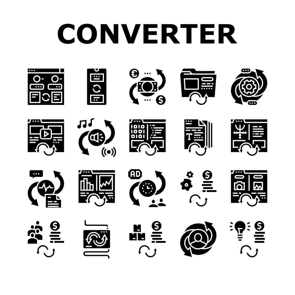 Converter Application Collection Icons Set Vector 10401819 Vector Art