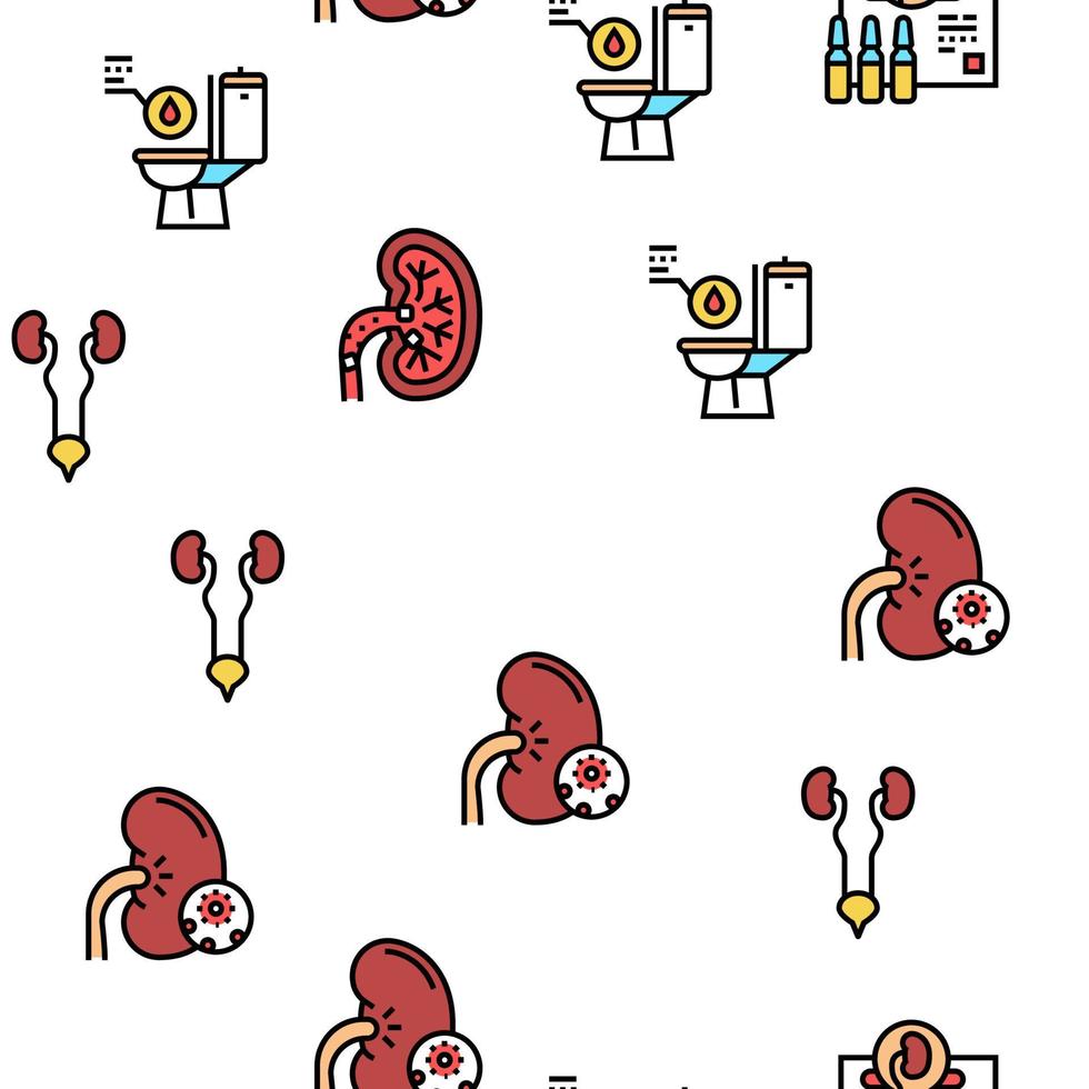 Nephritis Kidneys Vector Seamless Pattern