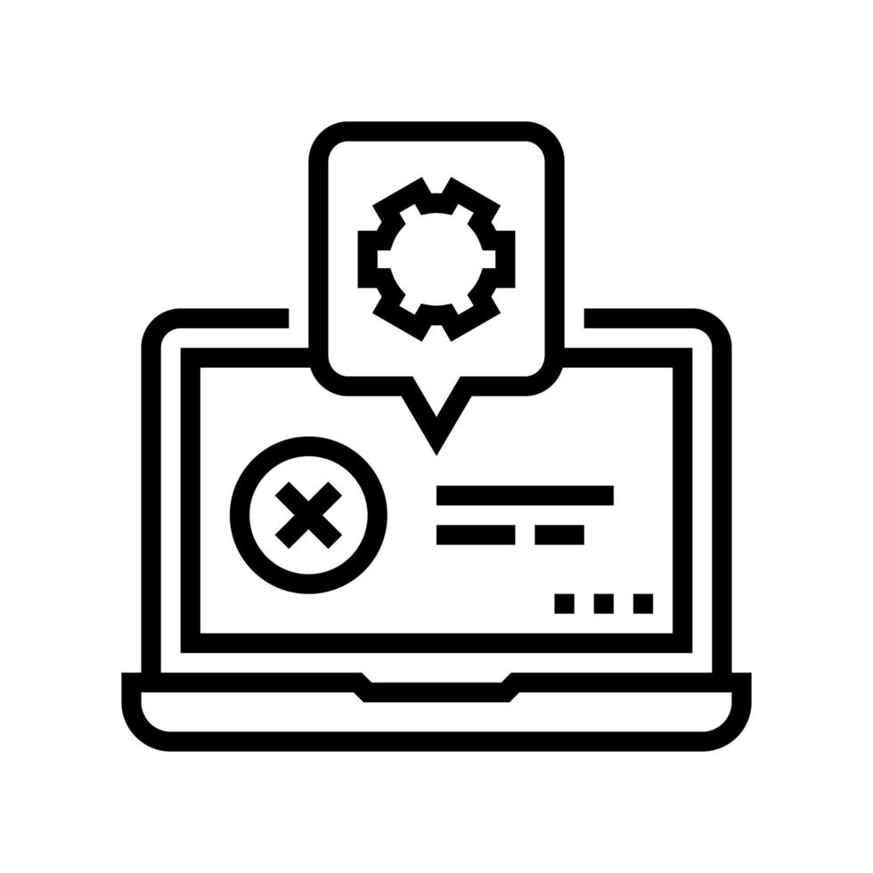 ilustración de vector de icono de línea de reparación de laptop