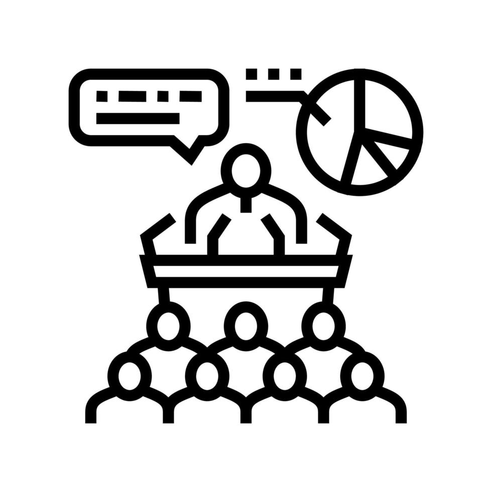 ilustración de vector de icono de línea de campaña política