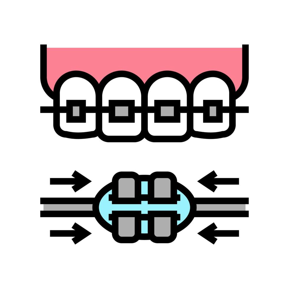 proceso de trabajo frenos dentales color icono vector ilustración