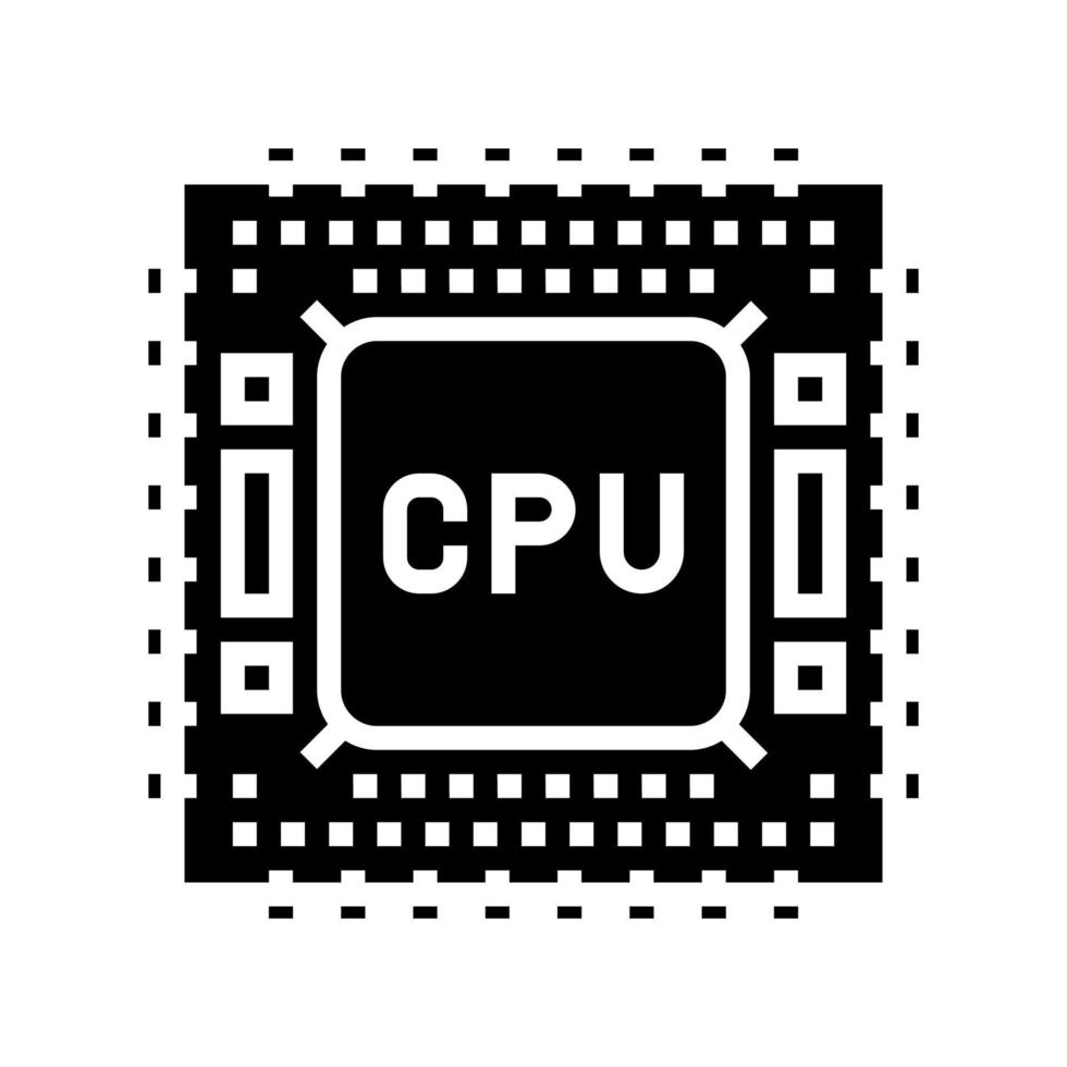 cpu semiconductor fabricación glifo icono vector ilustración