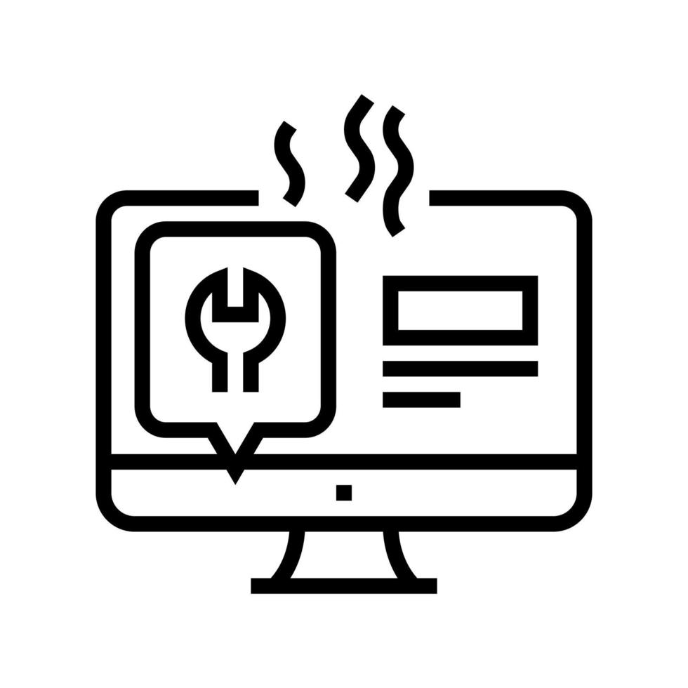 ilustración de vector de icono de línea de reparación de pantalla de computadora